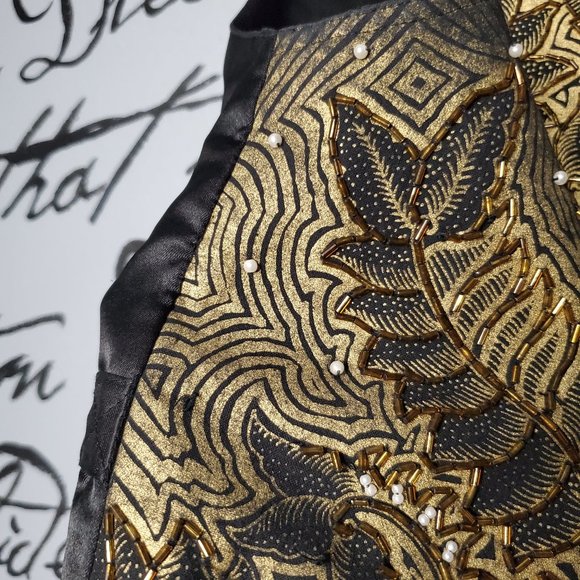 Bali Chic Gold and Black Beaded Women's Vest | Detailed Design, OS - Picture 5 of 5